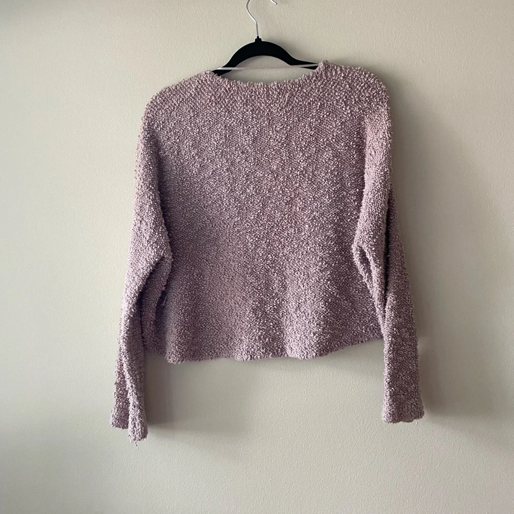 Free People Blush Pink Textured V-Neck Sweater - Picture 5 of 6